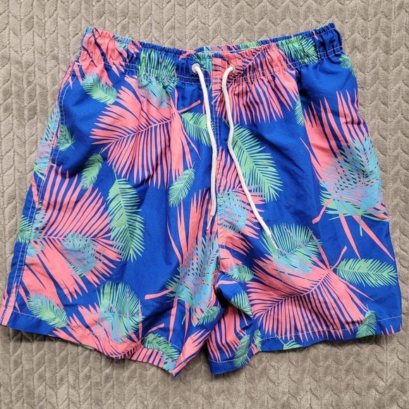 Boardies Apparel Men Swim Shorts Fern Leaves Print Drawstring Medium 7” Tropical - Picture 1 of 11